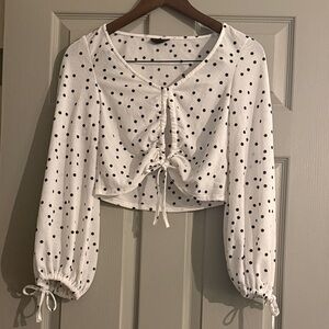 Topshop White Polka Dot cropped tops